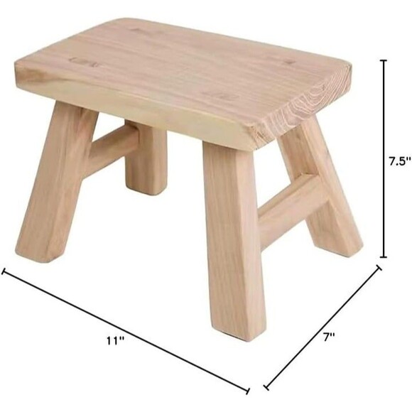 Unfinished Natural Wood Step Stool Footstool 11 inch for Kids Adults - Picture 3 of 7